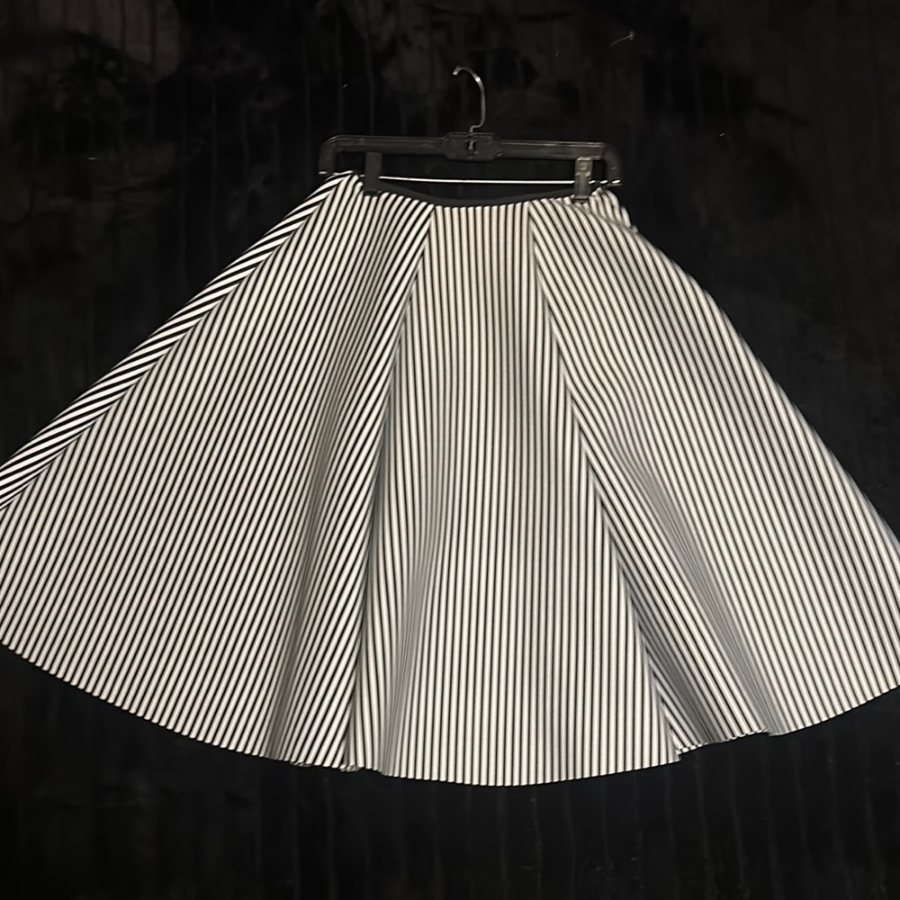 Windsor Black and White Striped Midi Skirt